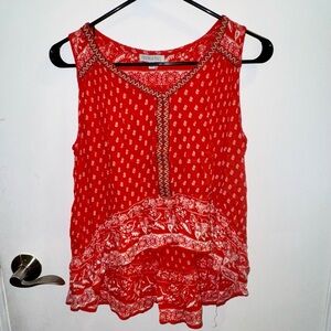 Patrons of Peace Red Patterned Tank Top